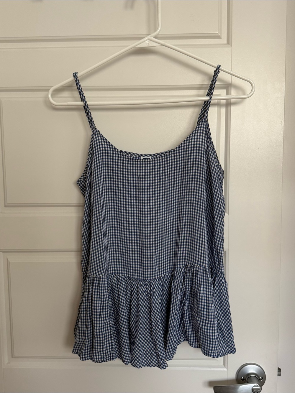 Old Navy Blue Gingham Peplum Camisole